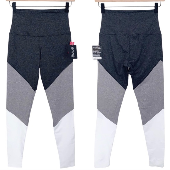 Onzie High Rise Track Leggings Slate Combo Grey Ombré Colorblock Tights S/M NWT - Picture 2 of 16